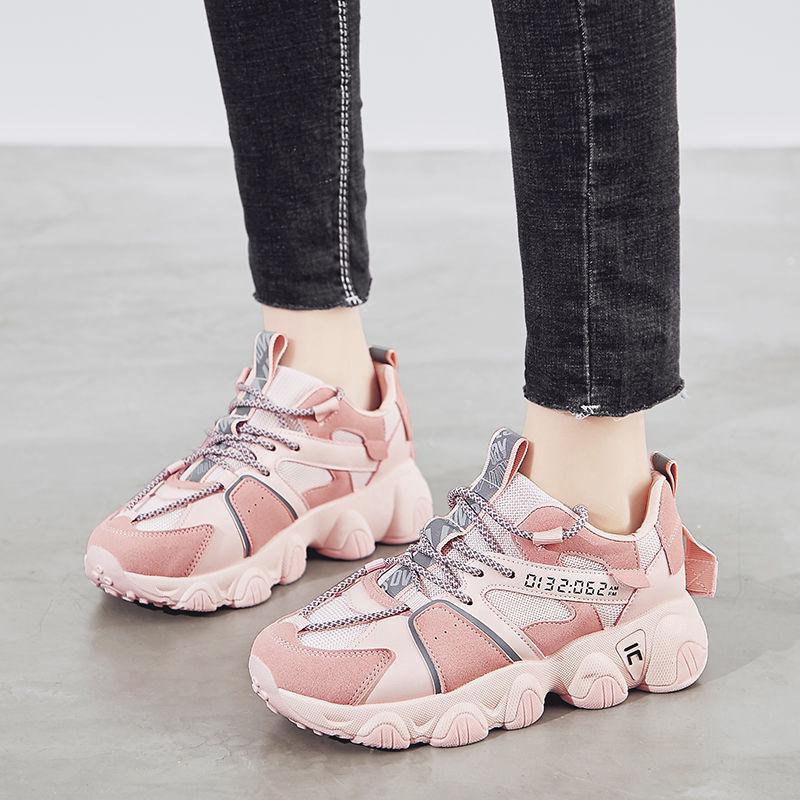 Spring Women's Shoes Sports Shoes Female Students Korean Version of The Ins Super Fire Daddy Shoes Running Casual Shoes