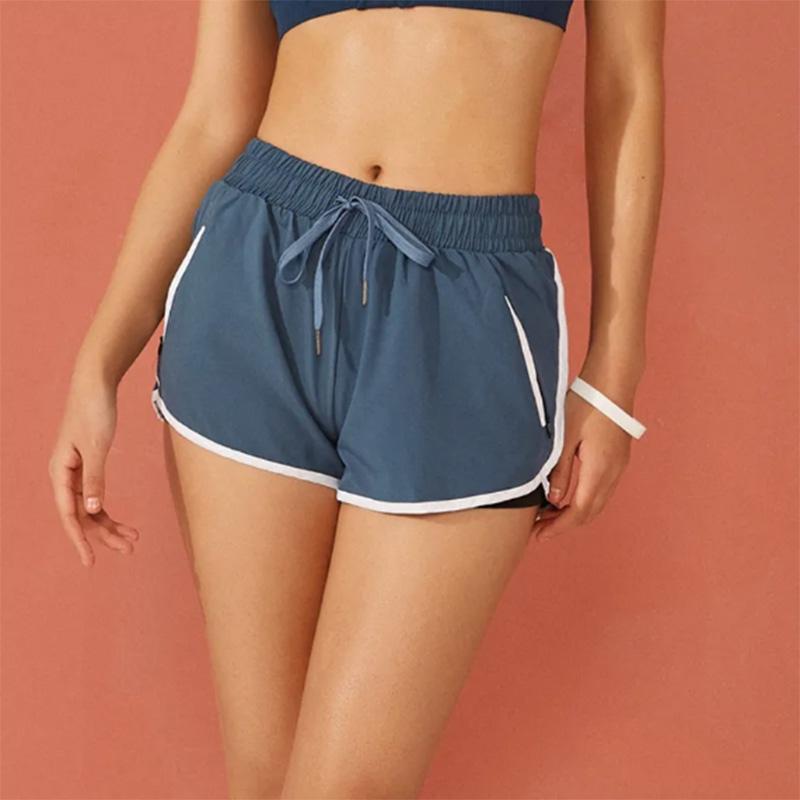 Quick-drying Pants Short Sports Pants Women's Summer Casual Solid Color Striped Loose Anti-glare Yoga Fitness Running Shorts