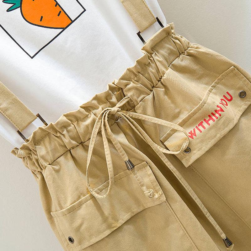 Skirt Suit Women Printed T-shirt Strap Skirt Two-piece Loosestrap Skirt Summer T-shirt Set