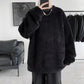 Winter Lamb Velvet Sweater Men's Round Neck Loose Plus Velvet Thick Warm Top