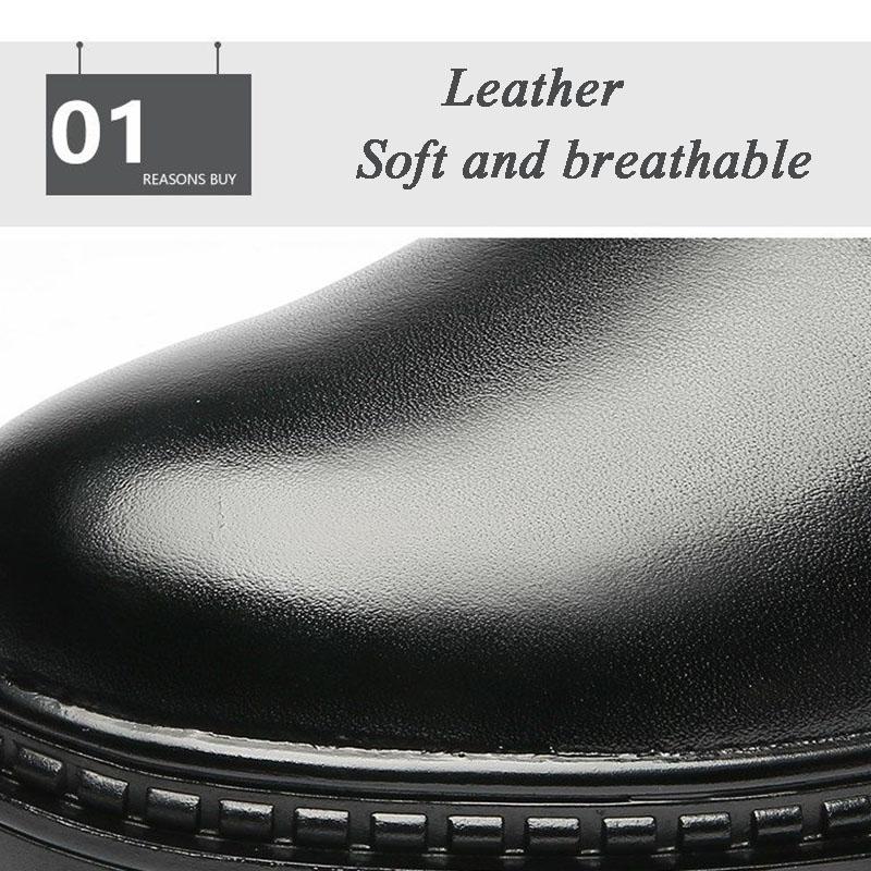 Winter Men's Martin Boots Plus Velvet Warm Snow Boots Genuine Leather Wool Inner Military Boots