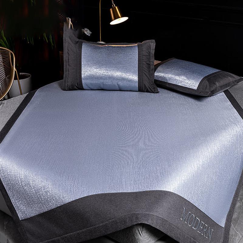 Three-piece Summer Skin-friendly Ice Silk Bed Sheet Mat Washable Non-slip Bedding Protection Cover