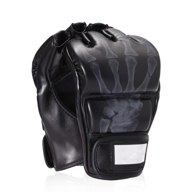 PU Leather Boxing Punch Glove Sparring Half Finger Grappling Bag Fight Training