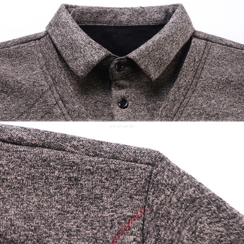 Fashion Spring Autumn Cotton Thick Men Polo Shirt Long Sleeve Warm Clothes Striped Tops Casual Polo Shirts Male