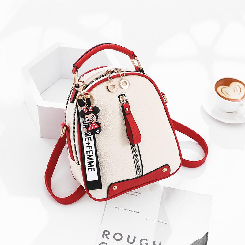 Women Student Leisure Travel Backpack Multifunction Crossbody Shoulder Bag Genuine Leather Hand Bag