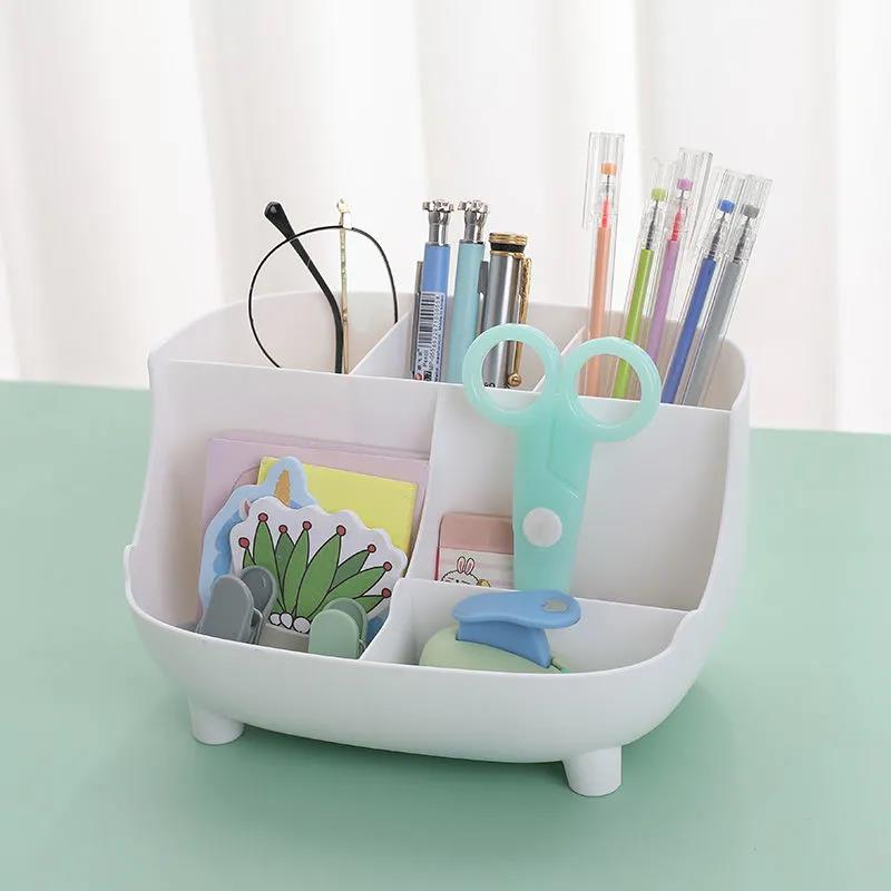 Nordic 6 Grid Oblique Insert Creative Pen Holder Multifunctional Desktop Decoration Ornaments Cosmetic Brush Pen Bucket Storage Box