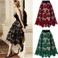 Summer Elegant Hollow Flower Embroidered Lace Skirt Large Size Women Vintage A-line Skirt Exquisite Retro Mid-length Lace Tulle Mesh Skirt