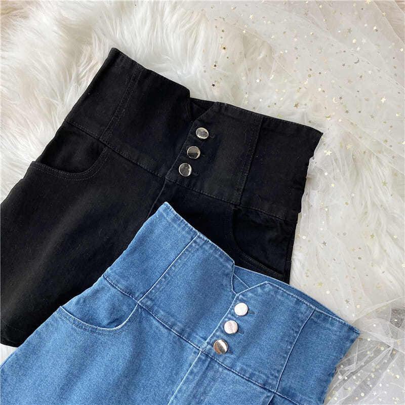 High Waist Denim Shorts Female Summer Retro Student Korean Version Was Thin and Wild Loose Wide-leg Shorts