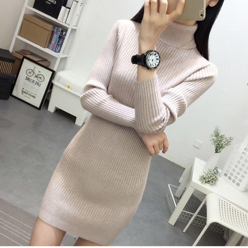 Autumn and Winter Turtleneck Sweater Women Pullover Mid-length Slim-fitting Thick Tight Knit Bottoming Shirt