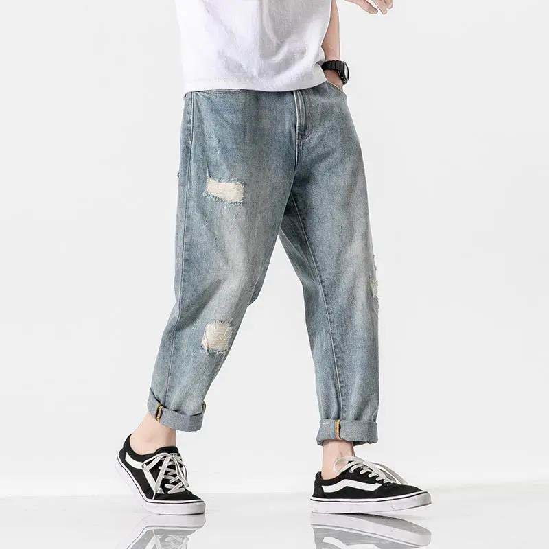 Spring and Autumn Men's Jeans Loose Straight Light Colored Men's Jeans
