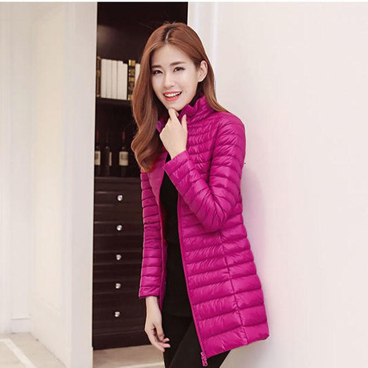 Winter Women Ultralight Thin Down Jacket White Duck Down Jackets Long Sleeve Warm Coat Parka Female Portable Outwear