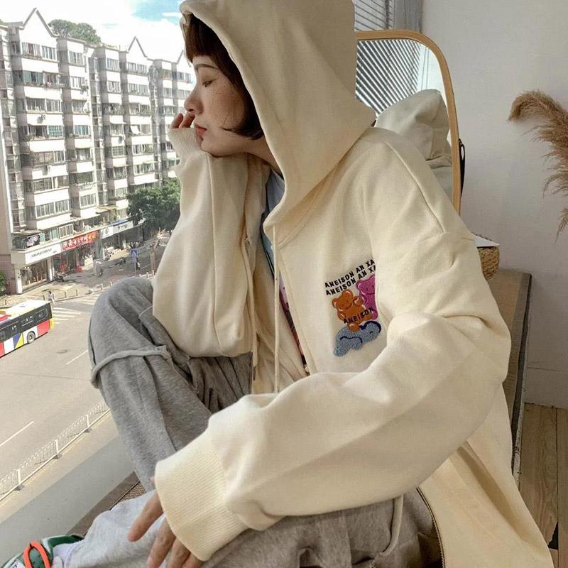 Women's Thin Sweater Loose Casual Long-sleeved Cardigan Hooded Zipper Coat