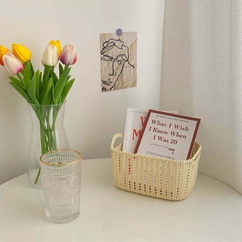 Desktop Cosmetics Storage Box Imitation Vine-plastic Basket Woven Supplies Storage Basket