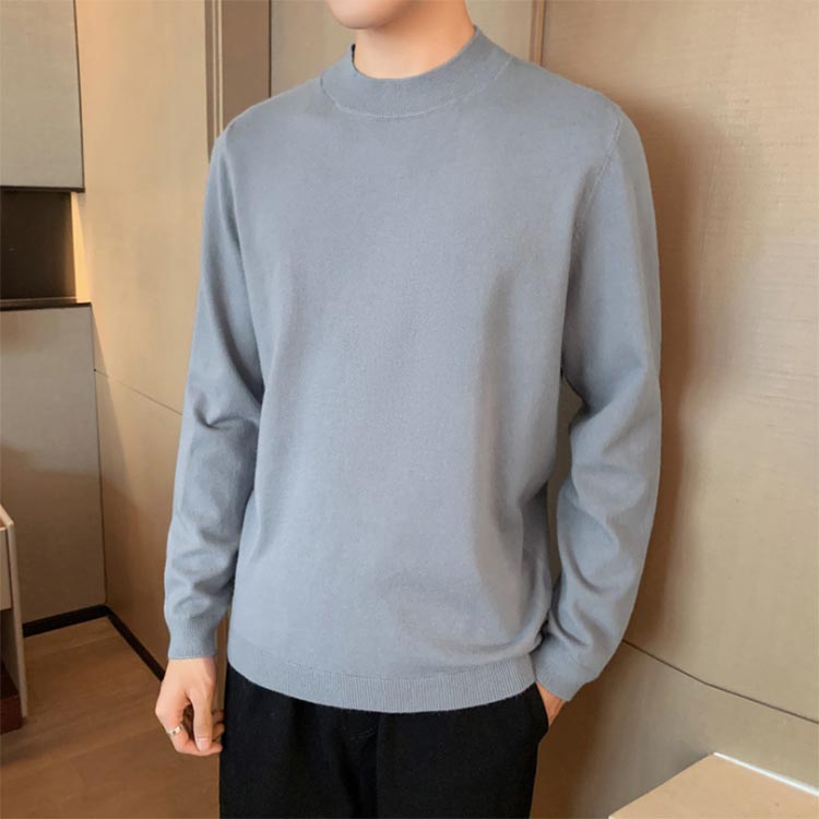 Autumn and Winter Half Turtleneck Sweater Men Loose Trend Base Sweater Casual Solid Color Sweater