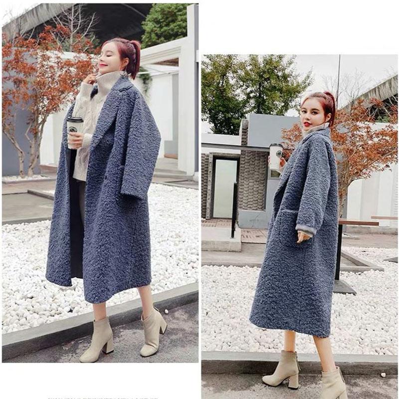 Mid-length Over-the-knee Lamb Velvet Jacket Korean Fashion Winter Thickening Warm Loose Large Size Coat Women
