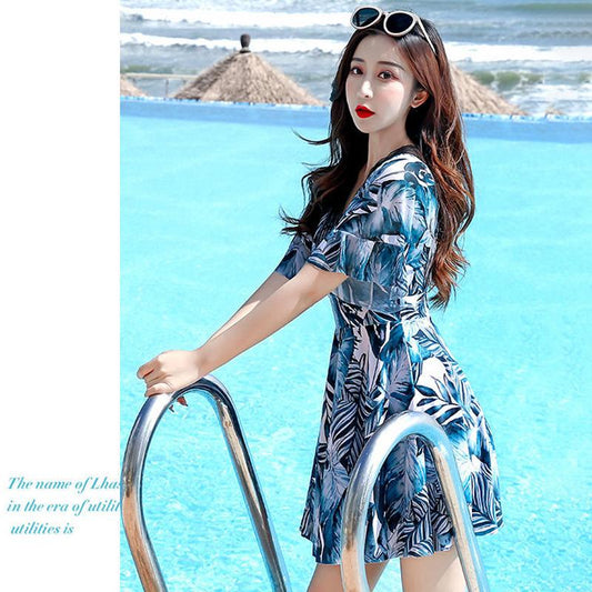 Swimsuit Women's One-Piece Swimsuit Covering The Belly Small Breasts Gathering Ladies Skirt Swimsuit Sweet Sexy Beach Swimsuit