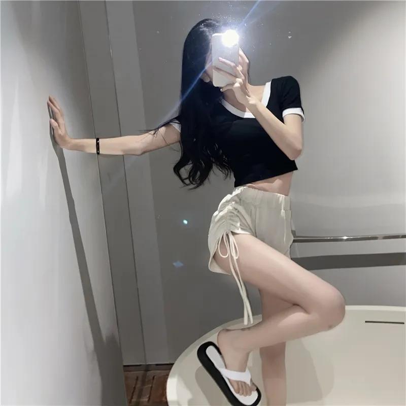 Women's Summer Shorts Show Thin Legs and Long High Waist Pants Street Girl Leisure Sports Large Size Loose Drawstring Shorts Running Shorts for Women