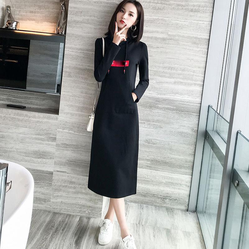 Spring and Autumn Wear Temperament Loose and Thin Casual Sweater Dress Long Sleeves Over The Knee Long Dress Women