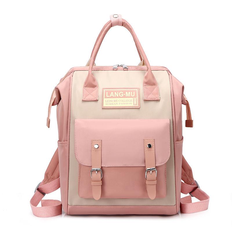 Fashion Fashion Mommy Contrast Color Travel Backpack Super Fire Double Shoulder Bag Tide Brand Mother and Baby Backpack Pregnant Mother Backpack