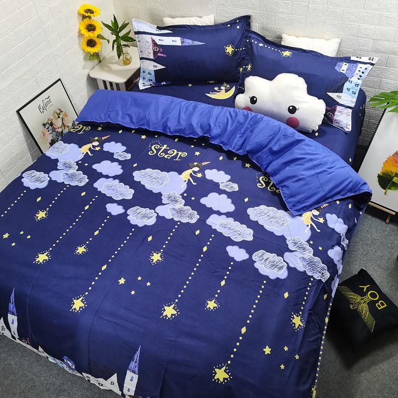 Night Sky Meteor Fashion Four-piece Bedding Men and Women Student Bed Sheet Double Dormitory Imitation Quilt Cover