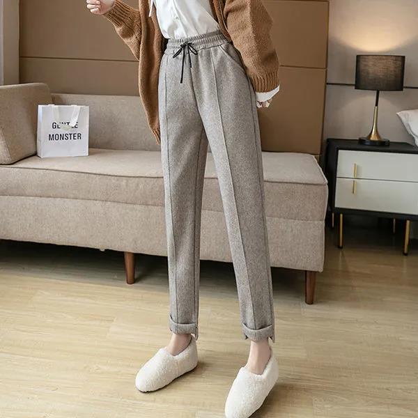 Woolen Pants Women's Autumn and Winter Models, Outer Wear Korean Version of All-match Radish Feet Pants Casual Trousers Women