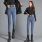 High-waisted Abdomen Stretch Jeans Plus Velvet Thickening Women's Elastic Waist Slim-fit and Warm Feet Pencil Long Pants