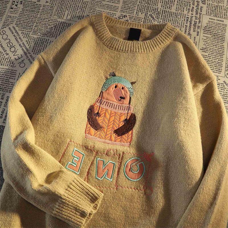 Men's Sweater Autumn and Winter Thickening Round Neck Pullover Sweater Tide Slim Warm Sweater Bottoming Shirt Youth Shirt