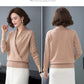 Women's Solid Color Woollen Sweater Loose Plus Size Cross V-neck Sweater Pullover Wool Knit Jumper