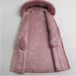 100% Cashmere Overcoat Women's Long Fur Coat Hooded Plus Size Wool Trench Coat with Fox Fur Collar
