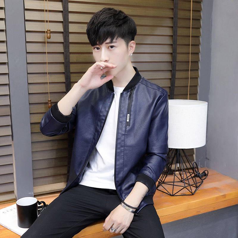 Men Leather Jacket Fashion Autumn Motorcycle PU Leather Winter Bomber Jackets Outerwear Leather Coat