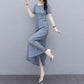 Korean Version Black High-end Lace Dress Female Spring Summer Short Sleeve Round Neck Long Dress