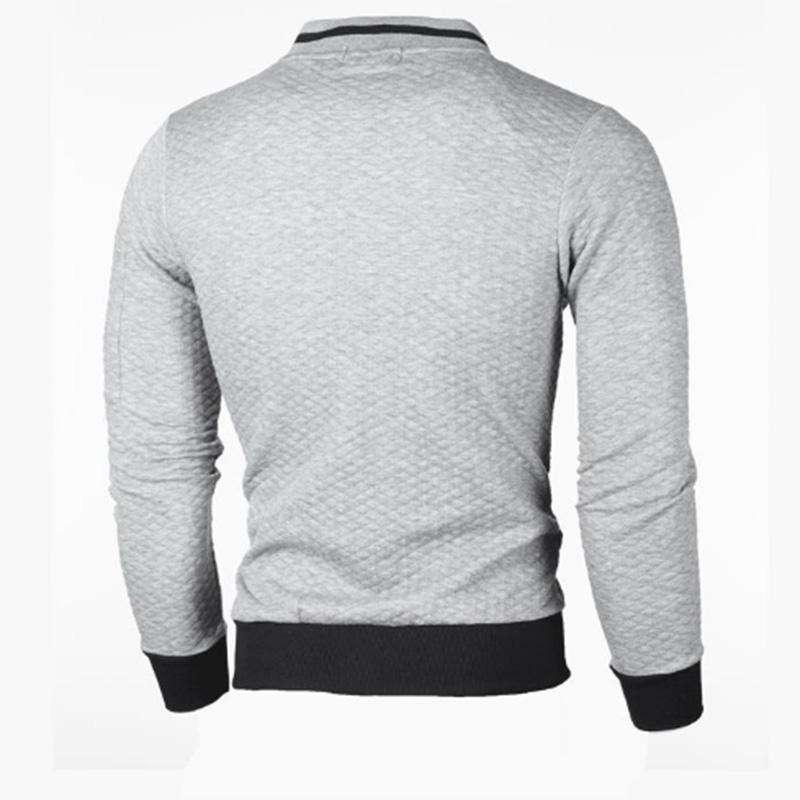 Jacket Zipper Stand Collar Jacket Men's Casual Solid Color Sports Plaid Cardigan Fashion Top