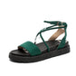 Summer Sandals Female Students Korean Version of The Wild Flat-bottomed Cross Straps Thick-soled Sponge Cake Soft-soled Roman Shoes