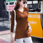 Women T Shirt Solid Color Long Sleeve Top Ladies Slim Tee Shirts Autumn Spring Fashion Tops Tee Female V-neck Pullover