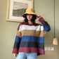 Women's Autumn  Winter Long-sleeved Hedging Striped Color-blocking Sweater All-match Casual Fashion Sweater