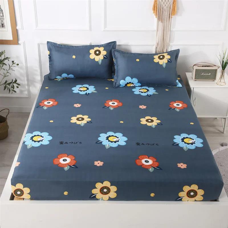 1 Piece Set of Bed Sheet Protection Fashion Printed Mattress Cover Fitted Protective Non-slip Cover