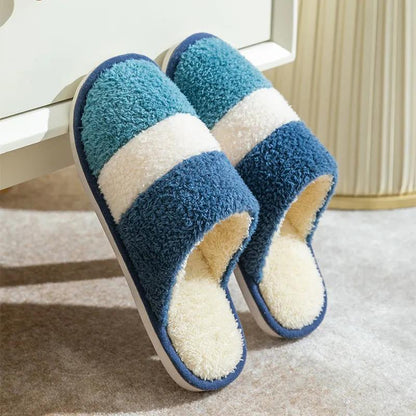 Autumn and Winter Cotton Slippers for Men and Women Home Warm and Non-slip Indoor Thickening Plus Velvet Couple Fur Slippers