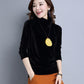 Autumn and Winter High-neck Women's Bottoming Shirt Fashion Gold Velvet Sweater with Long Sleeves Loose Blouse