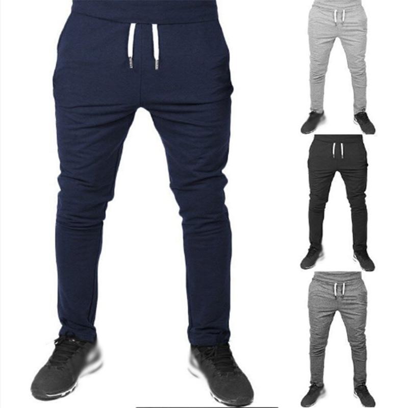 Spring and Autumn Thin Sports Trousers Men's Jogging Pants Slim Fit Elastic Waist Small Pants Solid Color Plus Size Pants