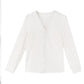 Chiffon Shirt Women's Long-sleeved Spring and Autumn Wear V-neck Shirt Women's Business Wear Shirt Suit with Casual Lady Elegant