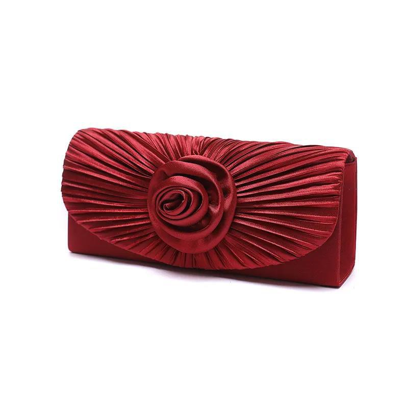 Ladies Elegance Luxury Clutch Bag Shoulder Bag Pleated Satin Wedding Evening Banquet