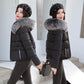 Women's Solid Color Down Jacket Mid-length Korean Loose Thick Coat Warm Cotton Coat Big Fur Collar Winter Clothes Quilted Coat