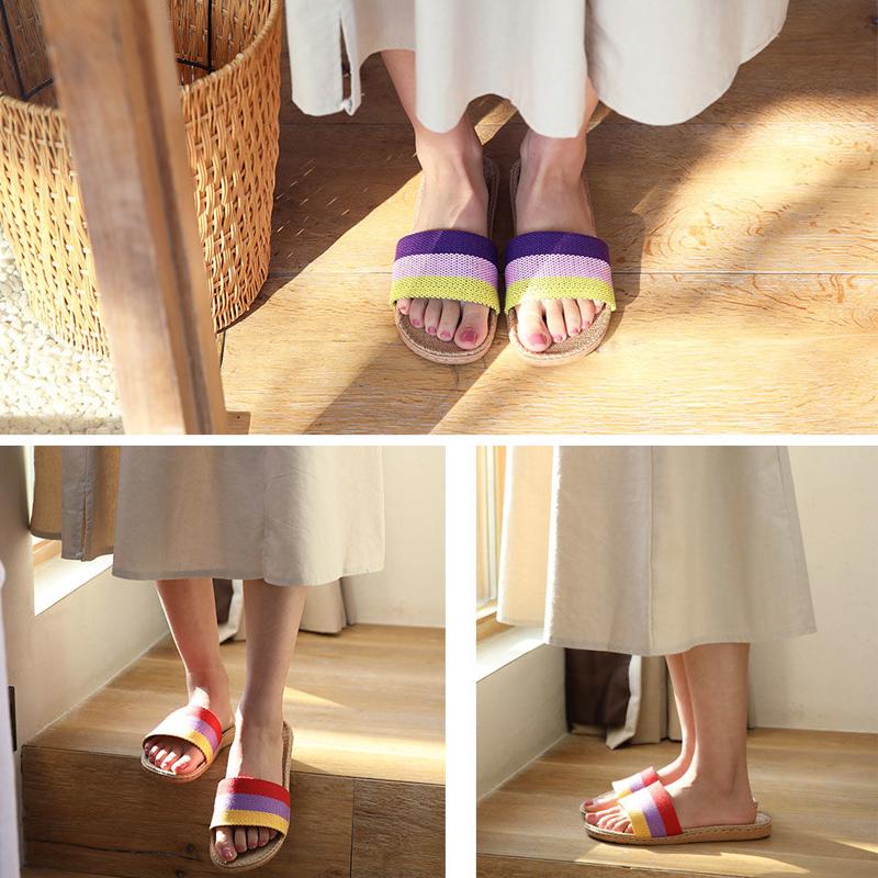 Home Slippers Men and Women Couple Linen Slippers Spring and Summer Autumn Indoor Floor Non-slip Home Slippers