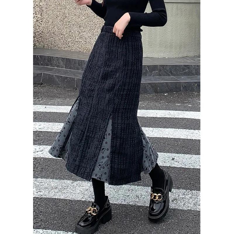 Half-length Skirt Female Fish Tail Skirt Intermediate Senior INS Autumn and Winter Design Design Splicing Advanced Format A Word Skirt
