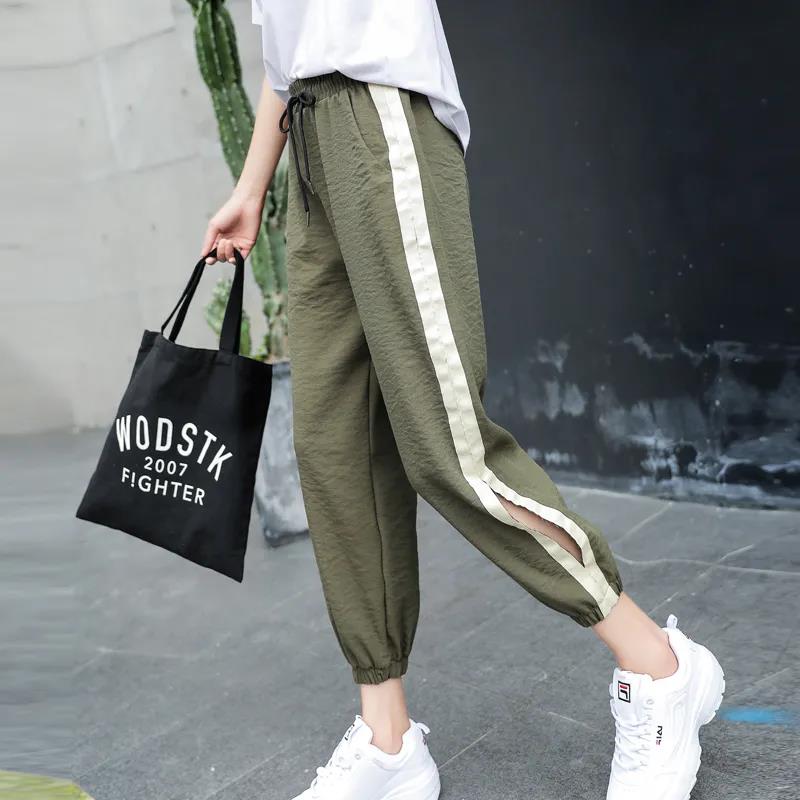 Thin Korean Style Summer Ice Silk Cotton Linen Sweatpants Women Women's Loose Nine-point Bloomers Harem Pants Casual Pants