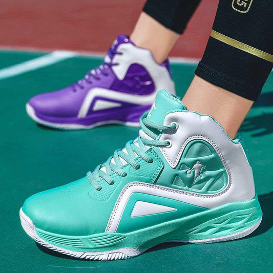 Men Leather Sneakers High-top Wear-resistant Basketball Shoes Deodorant Comfortable Running Shoes
