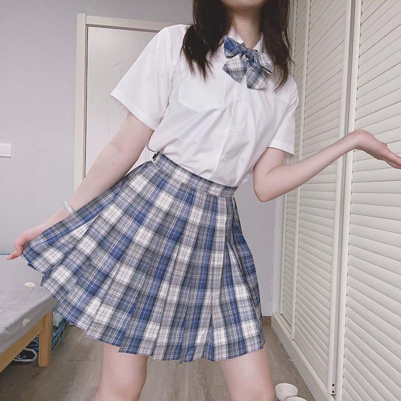 4pcs Jk Uniform Set Sailor Suit Student Plaid Pleated Skirt Tie Stockings Coat Short Skirt Women High Waist Cosplay Sweet Girls
