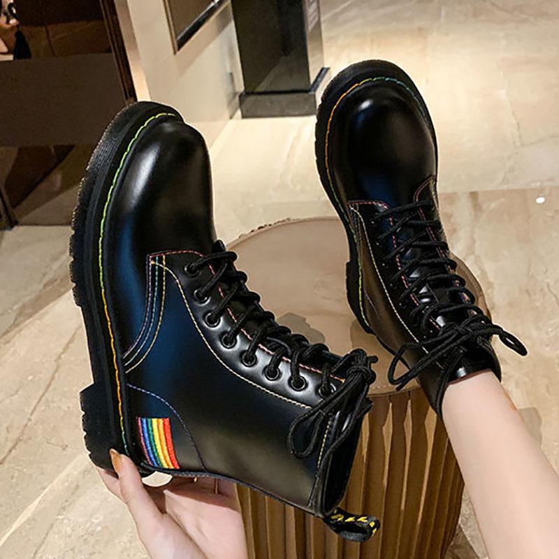 Martin Boots Women British Style Autumn and Winter Black Plush Boots Wild Thick-soled Motorcycle Short Boots Women