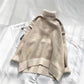 Pofulove High-neck Sweater Women Loose Thickened Pullover Hit Color Sweater Autumn and Winter