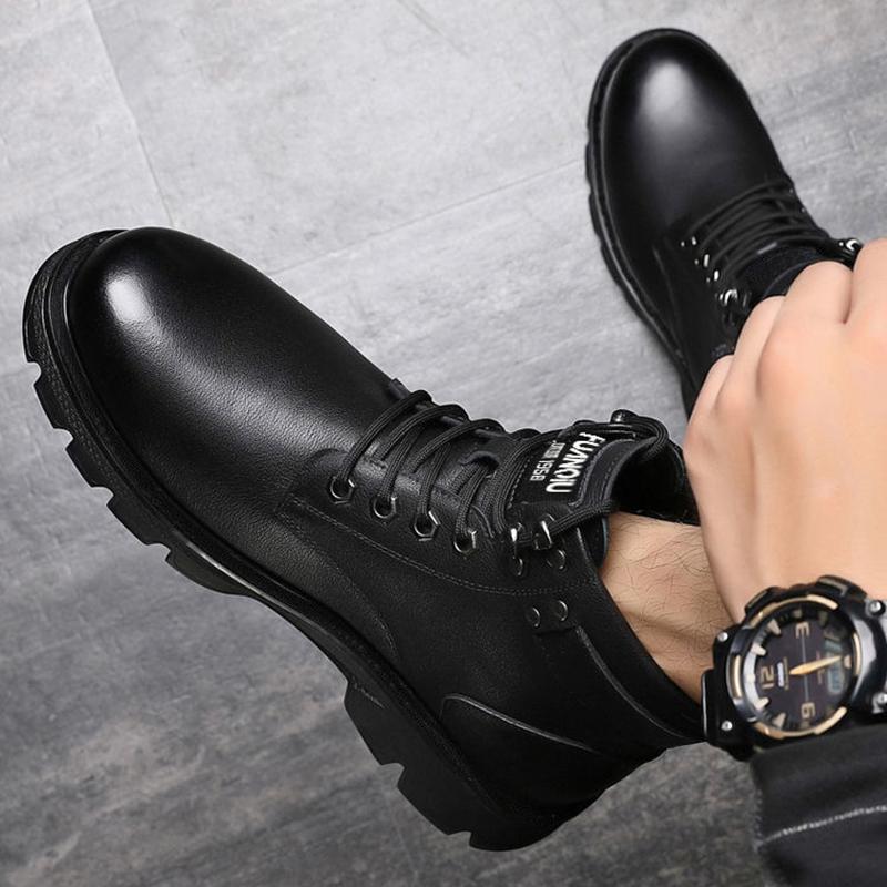 Autumn and Winter Plus Velvet Korean Version of The British Martin Boots Men's Leather Boots